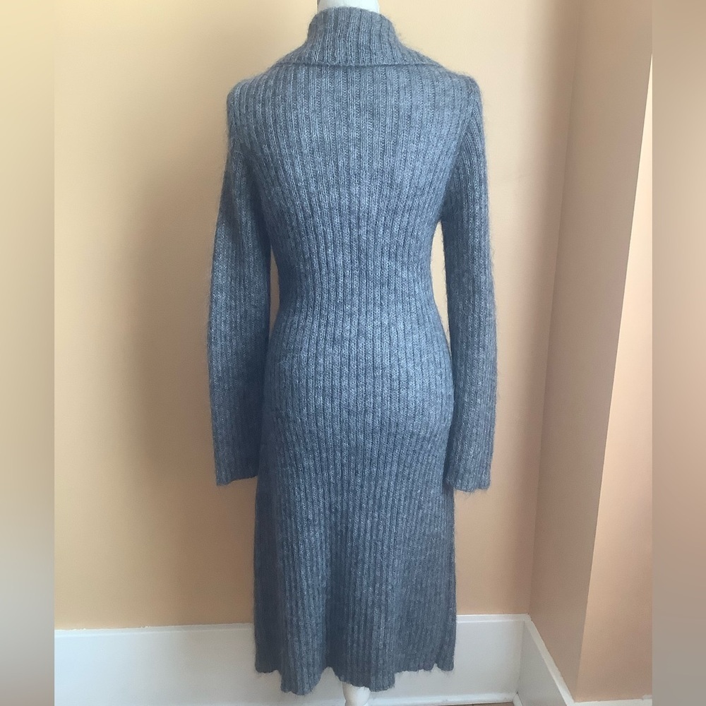 MODA INTERNATIONAL Vintage Mohair Blend Ribbed Duster Cardigan Gray M - Picture 4 of 14